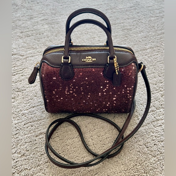 Coach Micro Bennett Satchel, Oxblood Heart Glitter - Picture 1 of 16